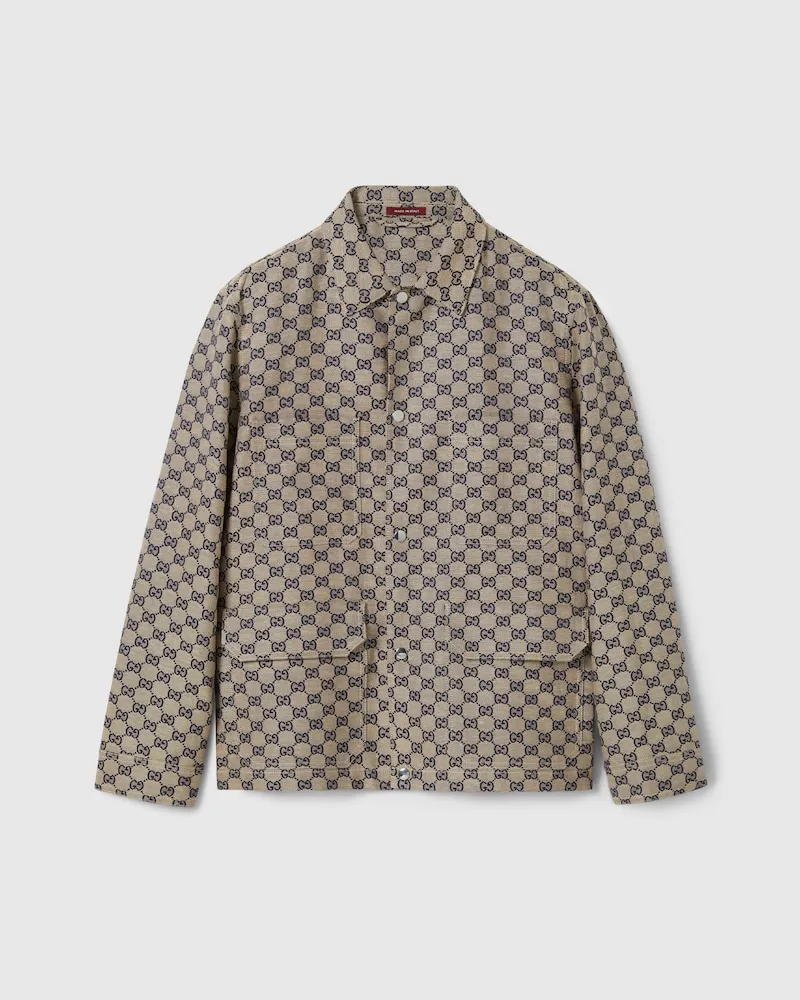 Gucci Jacke aus GG Canvas aus Leinenmischung, Größe Beige