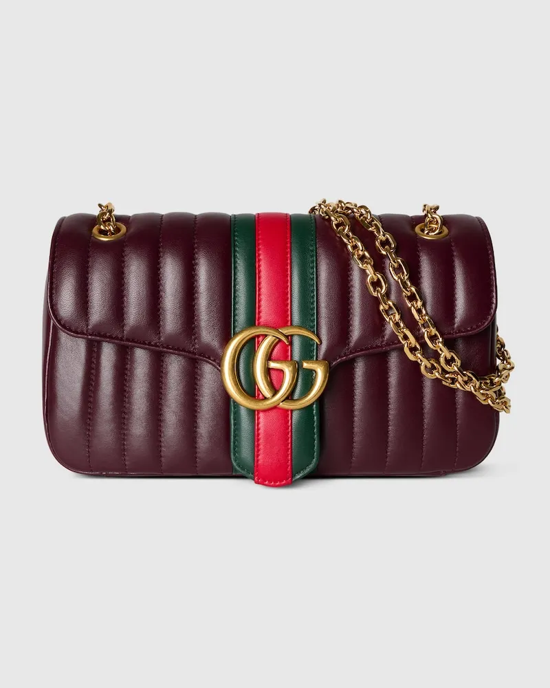 Gucci Jetset GG Marmont Mittelgroße Schultertasche Bordeauxrot