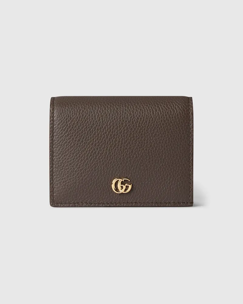 Gucci Zweifarbige Kleine GG Marmont Brieftasche Braun