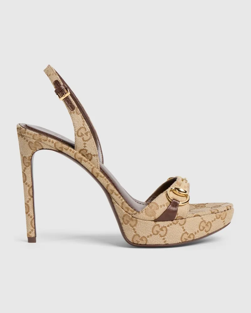 Gucci Damen Donna Sandale mit Plateausohle Beige