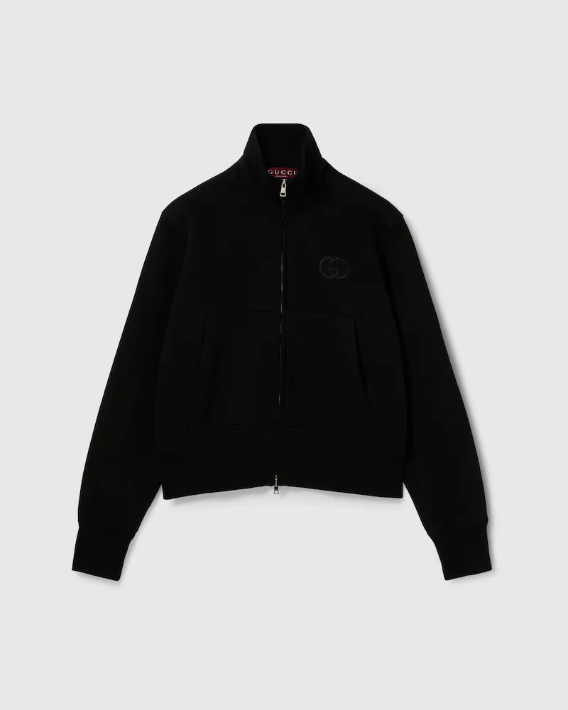 Gucci Sweatshirt aus Gebürstetem Baumwolljersey Mit RV, Größe Schwarz