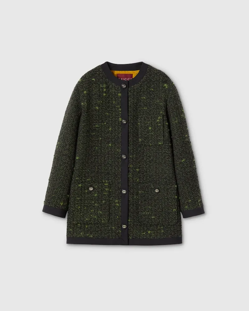 Gucci Jacke aus Wollbouclé, Größe Grün