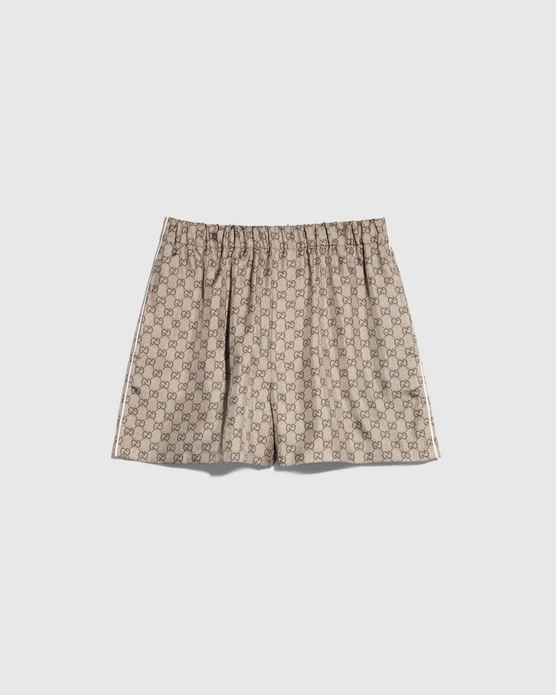 Gucci Shorts aus Seidentwill mit Print, Größe Beige