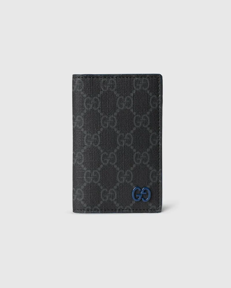 Gucci Längliches GG Kartenetui Mit Blauer Innenseite Schwarz