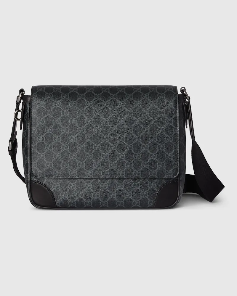 Gucci Mittelgroße GG Emblem Umhängetasche Schwarz