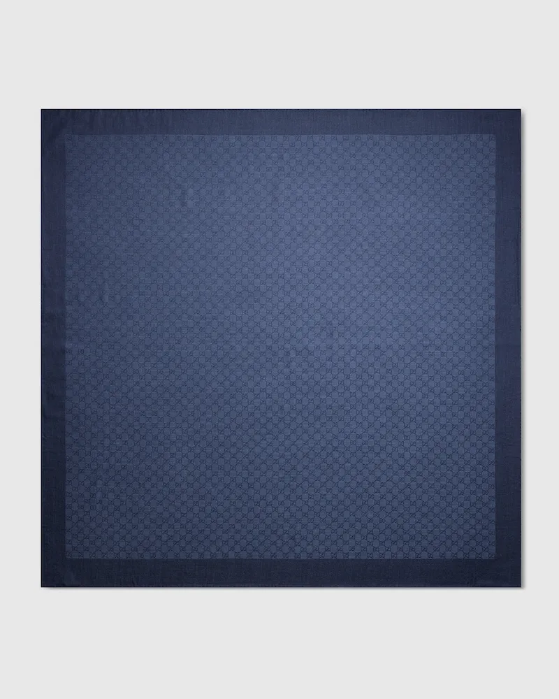 Gucci Halstuch aus Seide Und Wolle mit GG Jacquard Blau