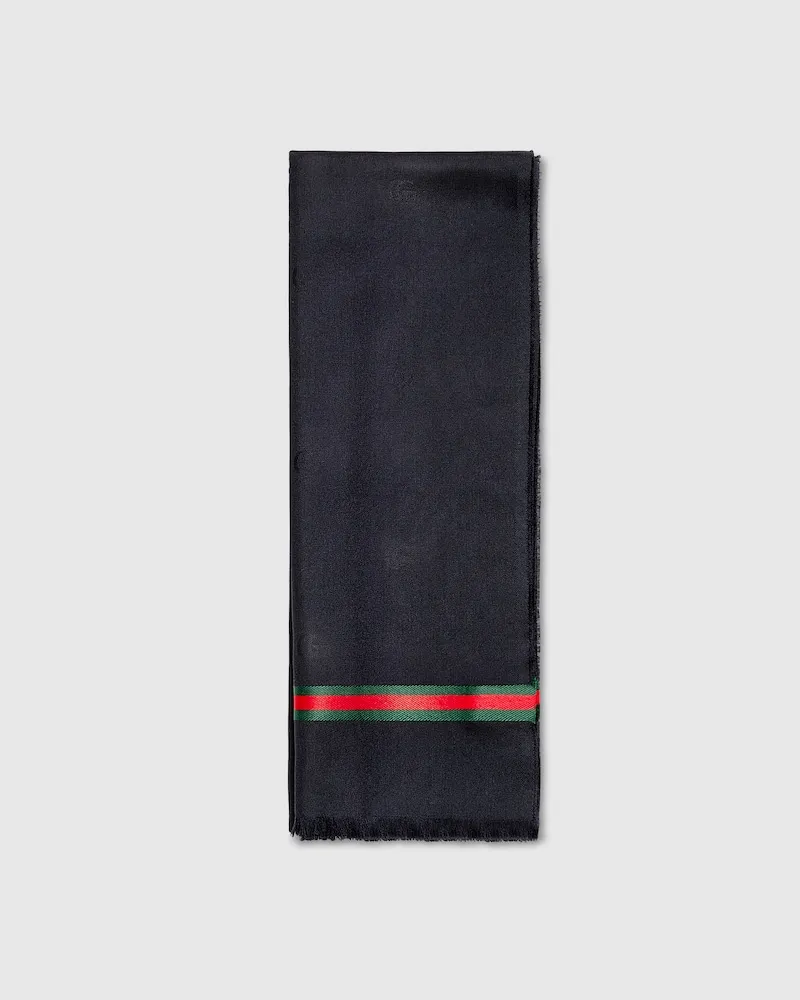 Gucci Stola aus Seidenjacquard mit Doppel G Und Baumwolle Blau