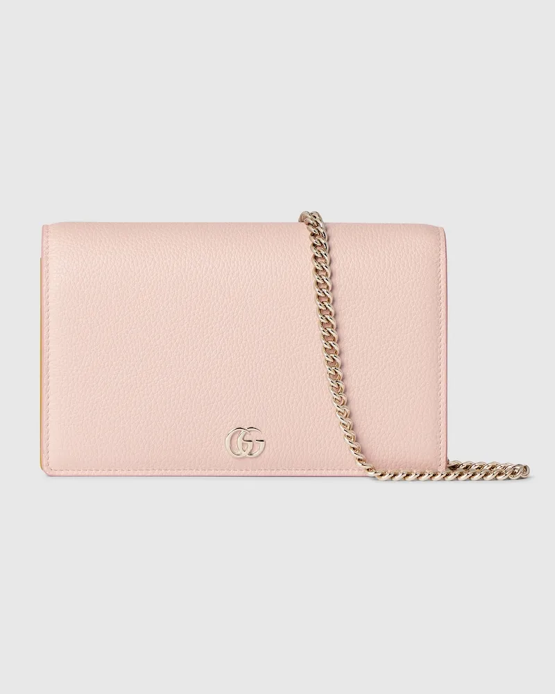 Gucci Zweifarbige GG Marmont Brieftasche Mit Kettenriemen Pink