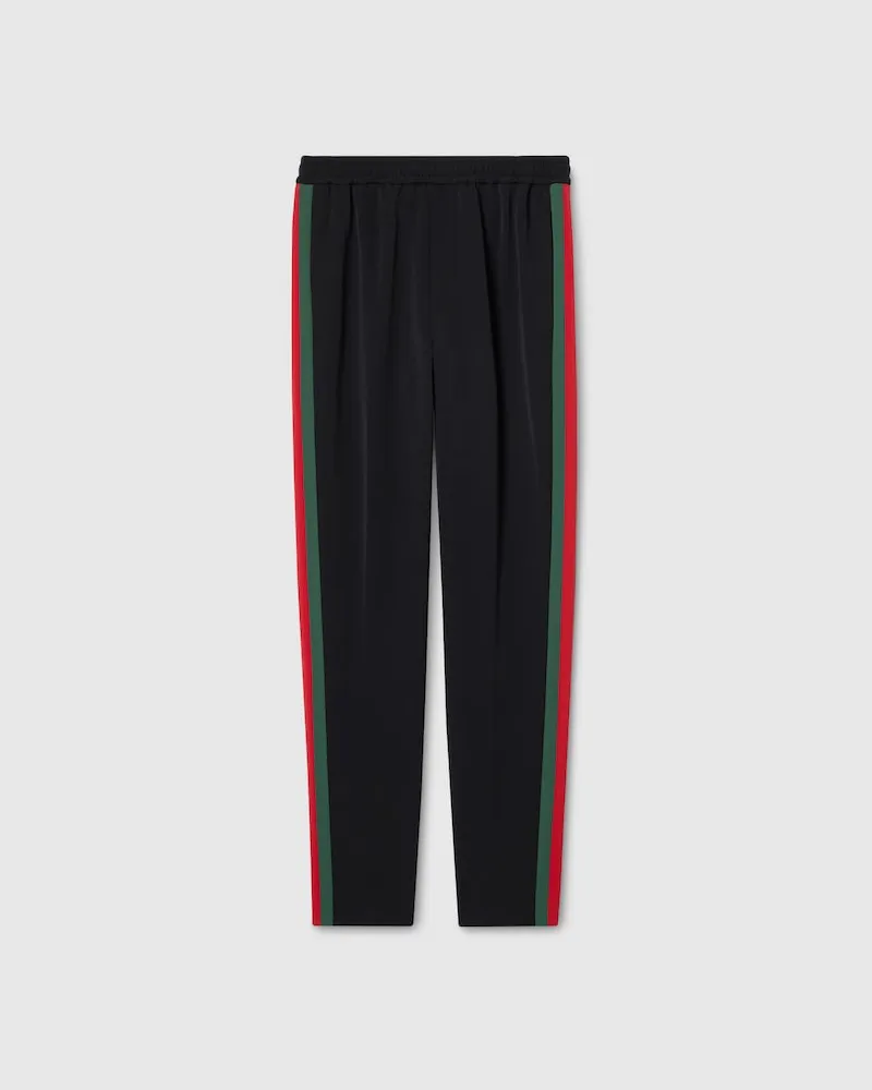 Gucci Sporthose aus Stretch-Nylon Mit Web, Größe Schwarz