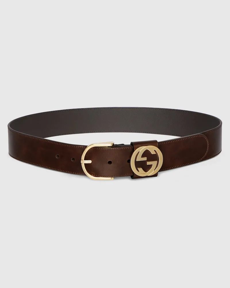 Gucci Ceinture Large Avec Boucle Ronde, Taille 95 Marron