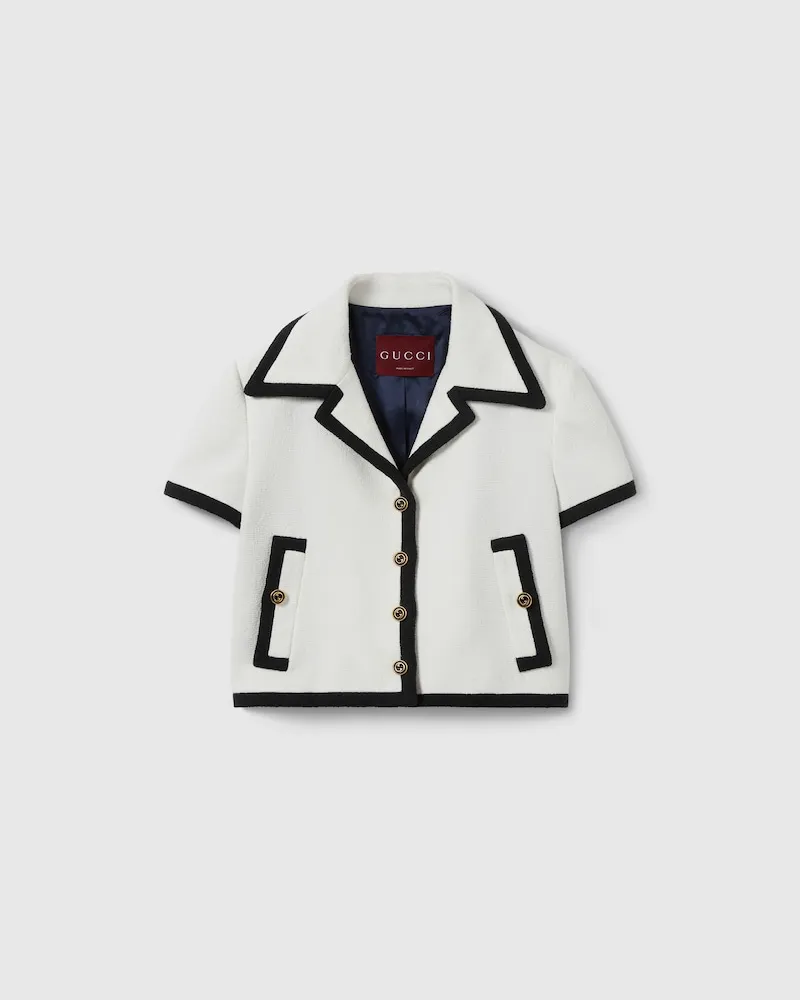 Gucci Blazer aus Baumwoll-Tweed, Größe Weiß