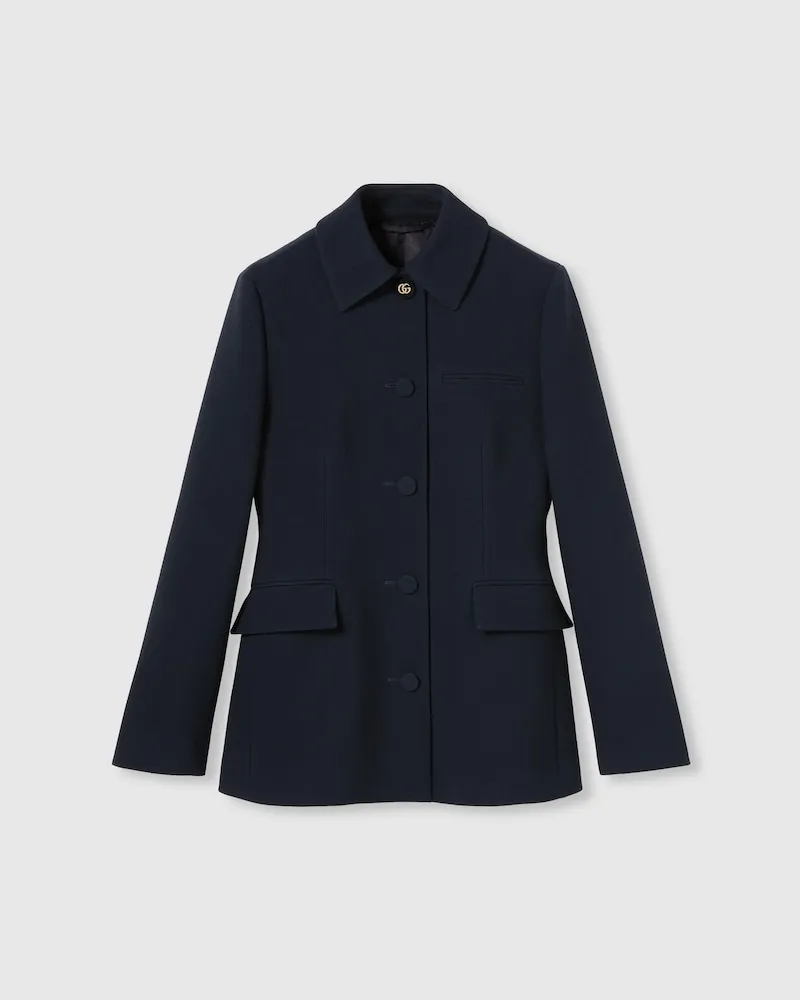 Gucci Blazer aus Leichtem Woll-Crêpe, Größe Blau