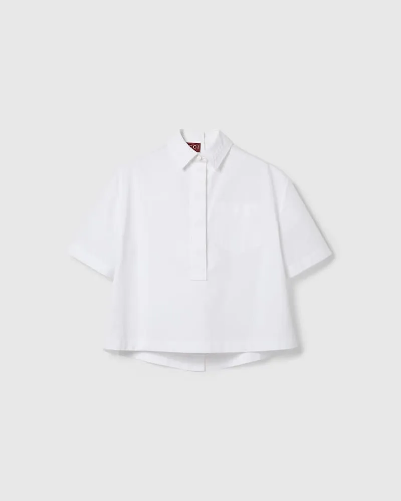 Gucci Hemdbluse aus Baumwollpopeline Mit Prägung, Größe Weiß