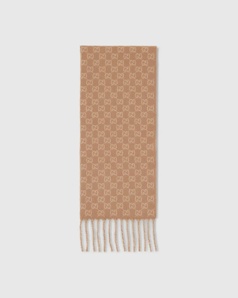 Gucci Schal aus GG Woll-Kaschmir-Mischung Beige