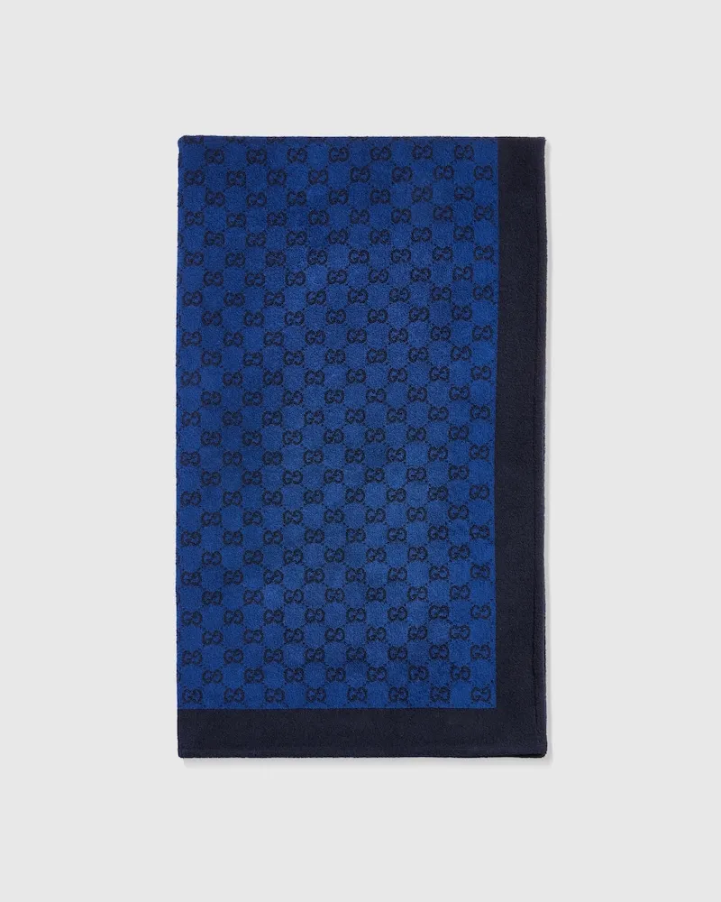 Gucci Serviette En Tissu Éponge En Coton GG Bleu
