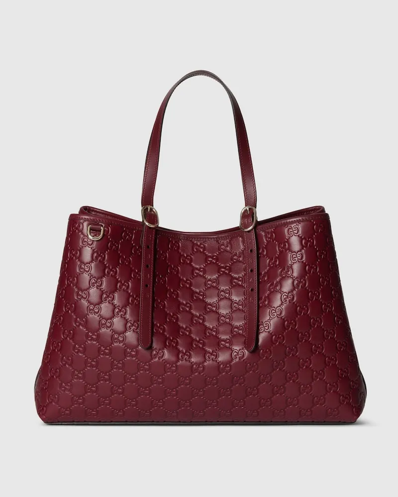 Gucci Großer GG Emblem Shopper Bordeauxrot