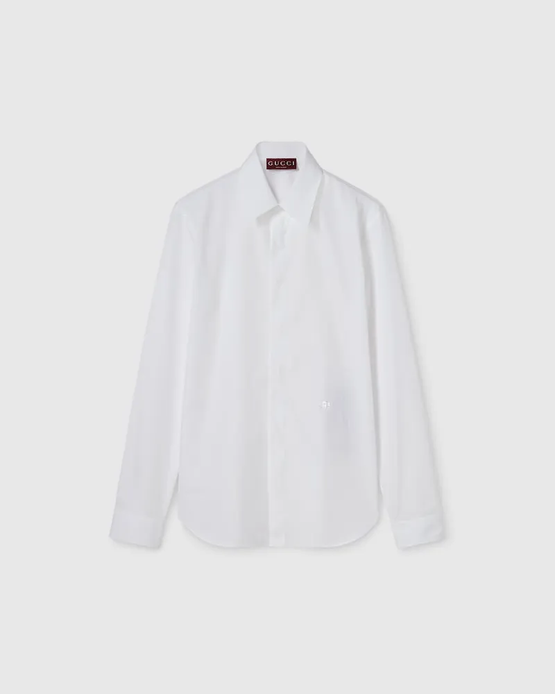 Gucci Hemd aus Stückgefärbtem Popeline, Größe Weiß