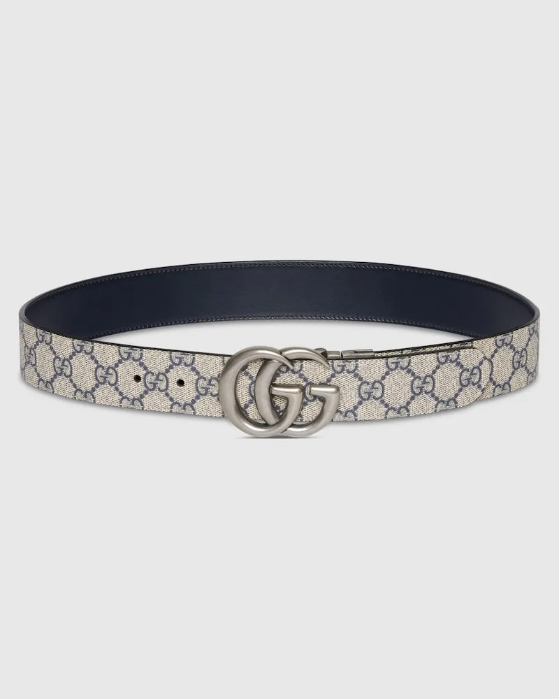 Gucci Wendbarer GG Marmont Gürtel, Größe 95 Blau