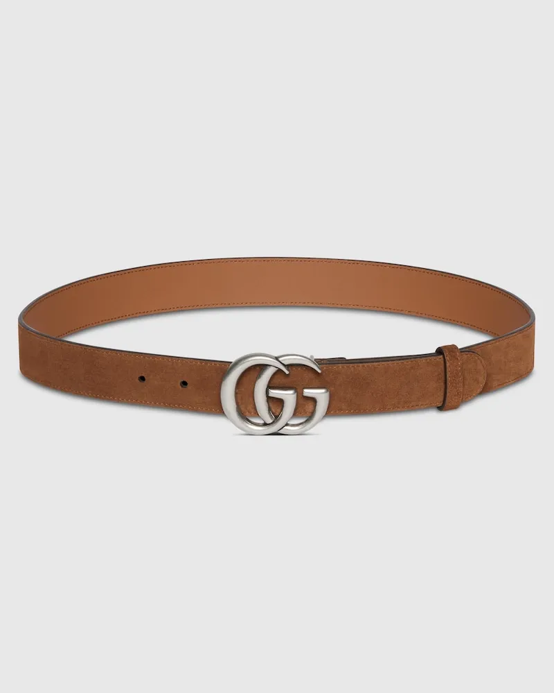 Gucci Schmaler GG Marmont Gürtel, Größe 95 Braun