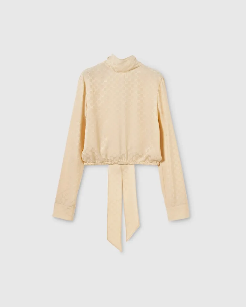Gucci Bluse aus GG Seidenjacquard, Größe Beige