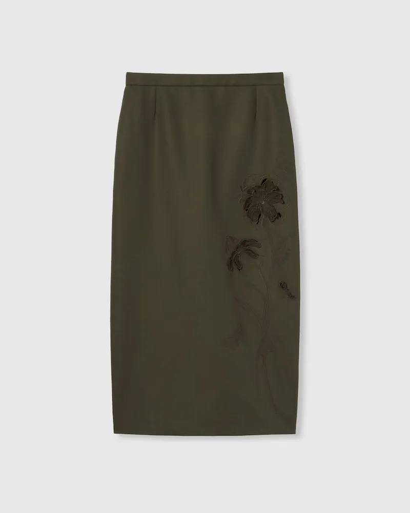 Gucci Rock aus Wolle Und Mohair Mit Stickerei, Größe Grün