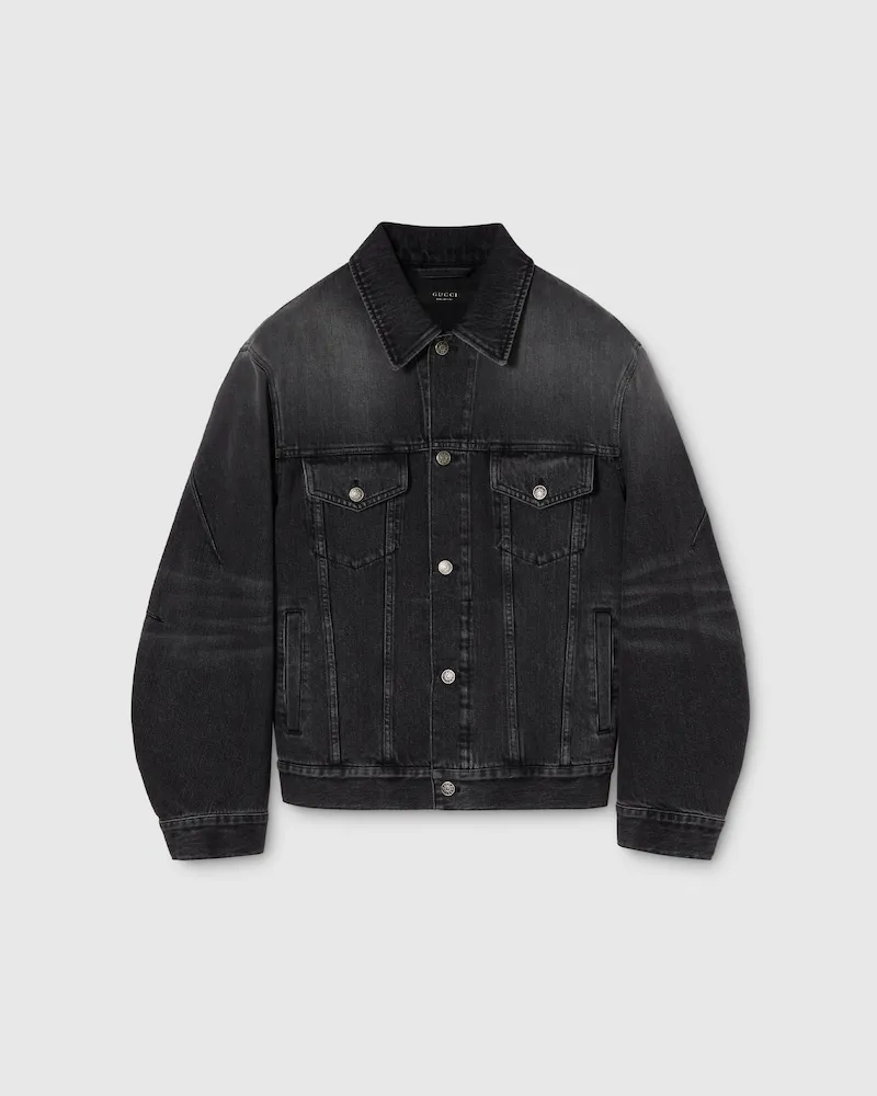 Gucci Jacke aus Zertifiziertem Baumwolldenim Mit Waschung, Größe Schwarz