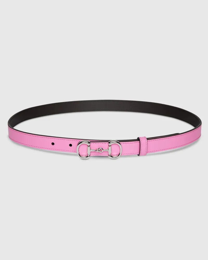Gucci Schmaler Gürtel mit Horsebit-Schnalle Pink