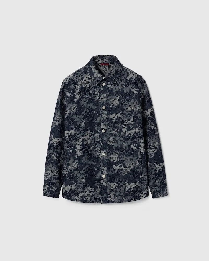 Gucci Hemd aus GG Denim-Jacquard, Größe Blau