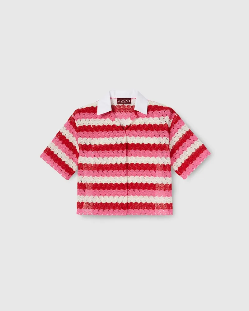 Gucci Hemdbluse aus GG Makramee, Größe Rot