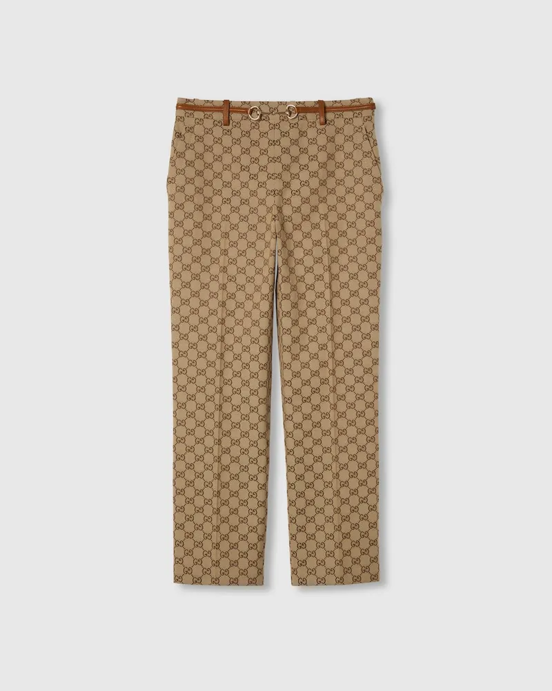 Gucci Hose aus GG Canvas Mit Horsebit, Größe Braun