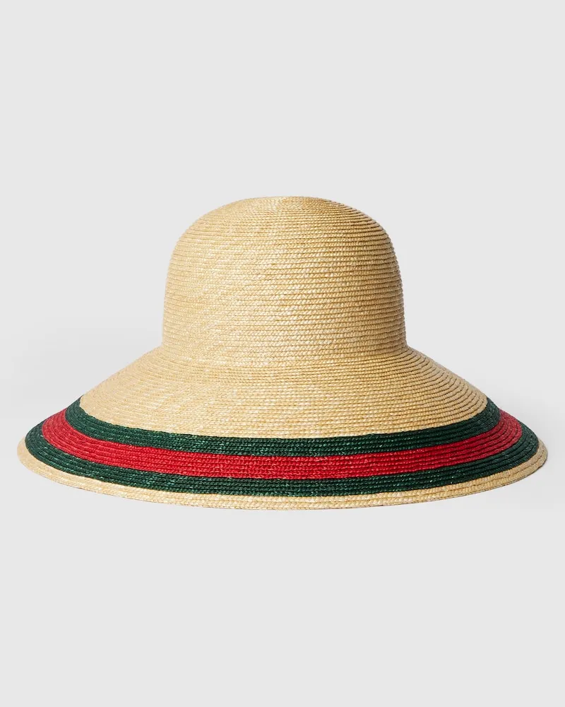 Gucci Gewebter Hut mit Web Grün