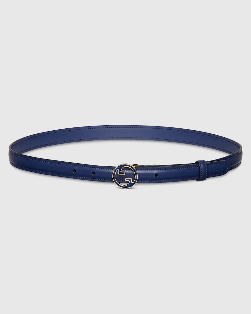 Gucci Schmaler Blondie Gürtel, Größe 95 Blau