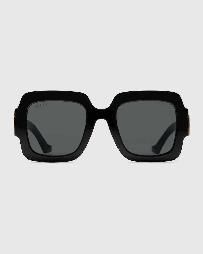 Gucci Sonnenbrille mit Eckigem Rahmen Und Doppel G Schwarz