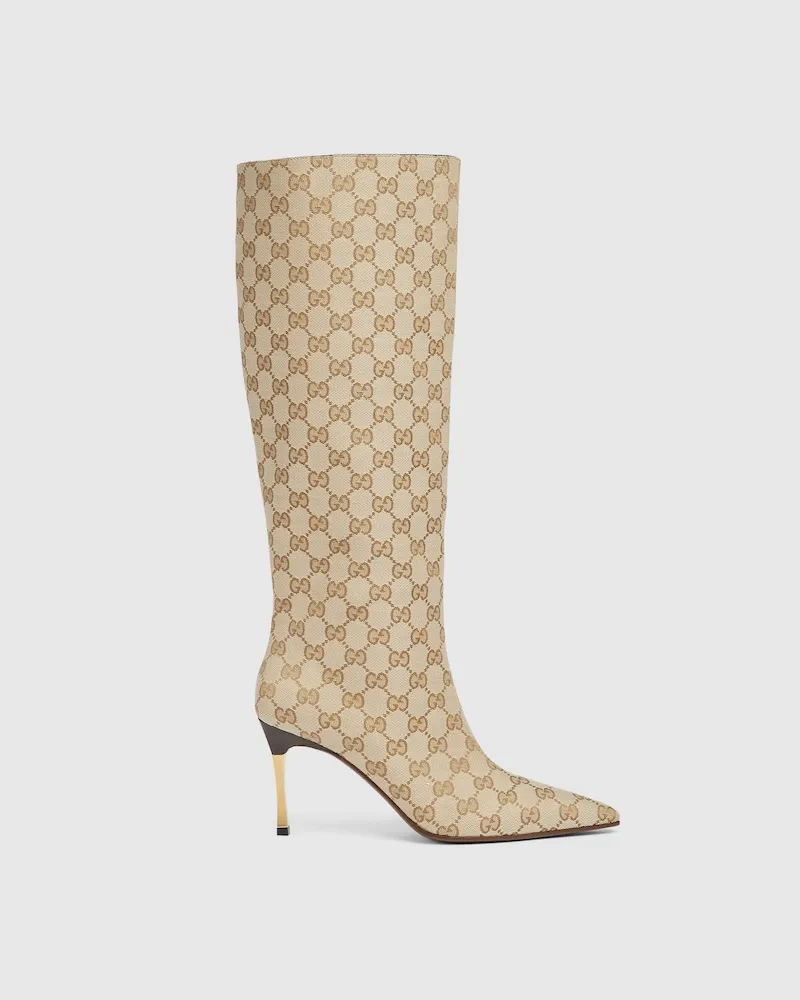 Gucci Damenstiefel Mit Sti­let­to­ab­satz, Größe Beige