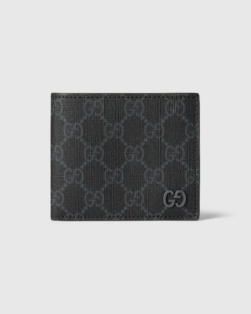 Gucci GG Faltbrieftasche Mit Grauer Innenseite Schwarz
