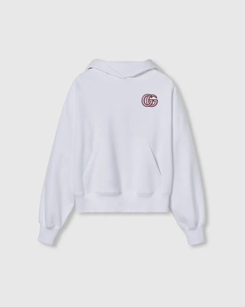 Gucci Sweatshirt aus Baumwolljersey Mit Stickerei Und Kapuze, Größe Weiß