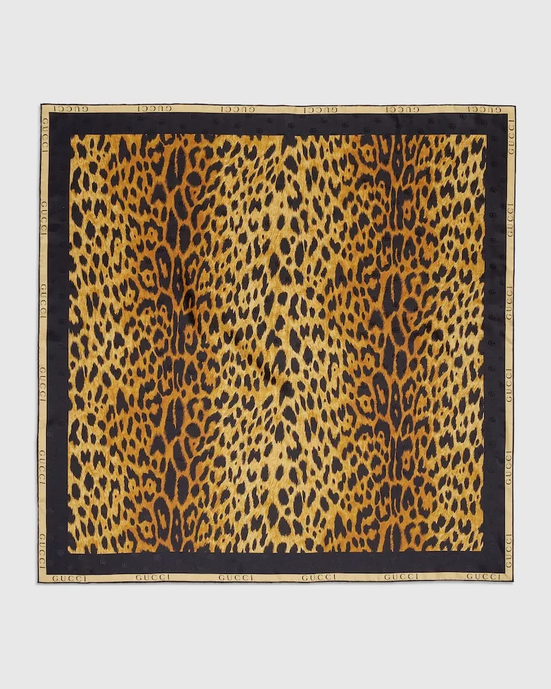 Gucci Vierecktuch aus Seidentwill mit Print Braun