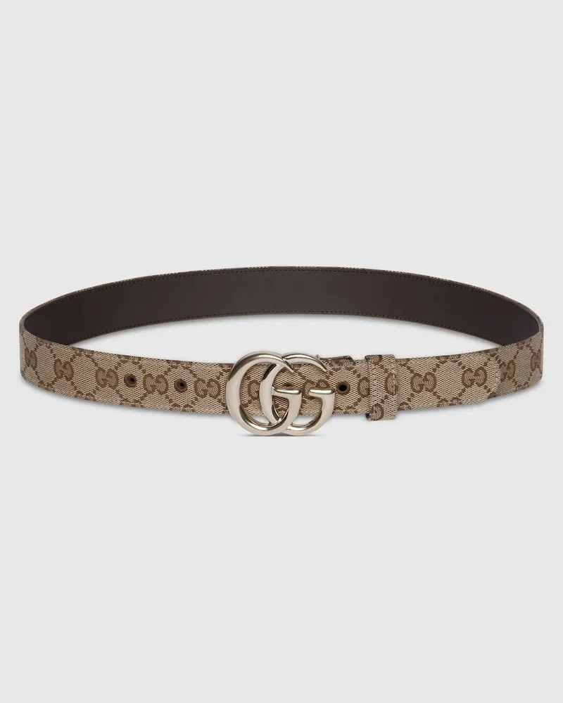 Gucci Schmaler GG Marmont Gürtel, Größe 95 Beige