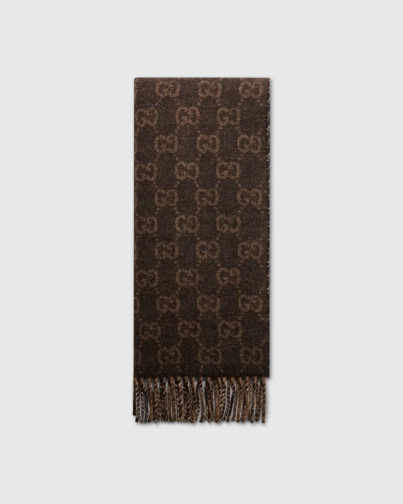 Gucci Wendbarer Schal aus Wolle Und Kaschmir Braun