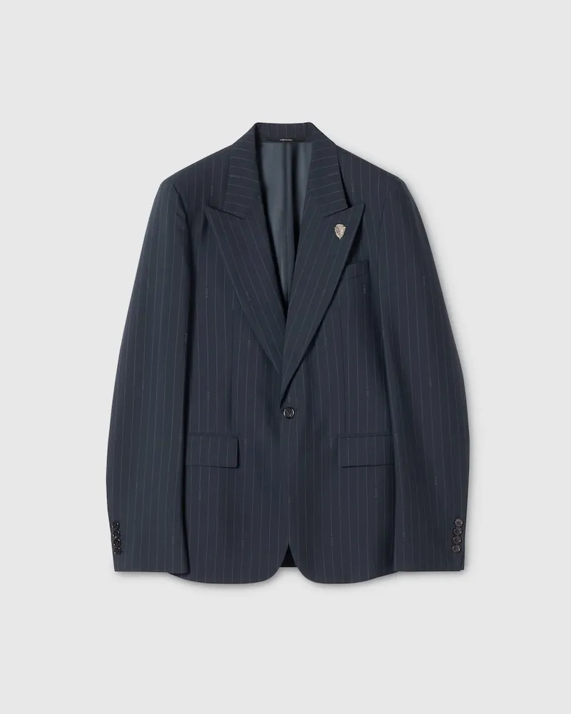 Gucci Jackett aus Wolle Mit Nadelstreifen, Größe Blau