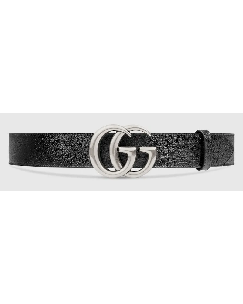 Gucci Breiter GG Marmont Gürtel Schwarz