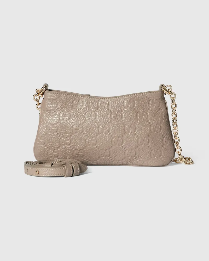 Gucci Kleine GG Emblem Schultertasche Nude
