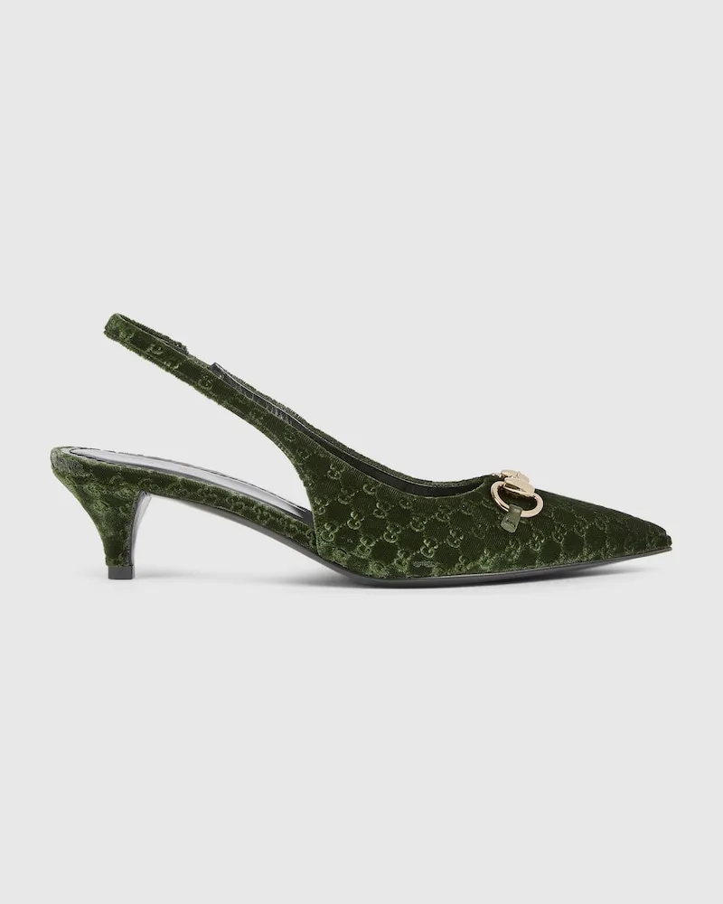 Gucci Damenpumps Mit Fersenriemchen Und Horsebit, Größe Grün