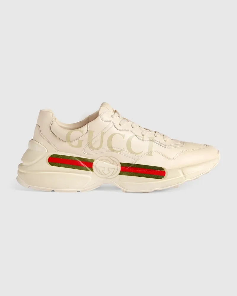 Gucci Rhyton Herrensneaker aus Leder Mit Logo, Größe Weiß