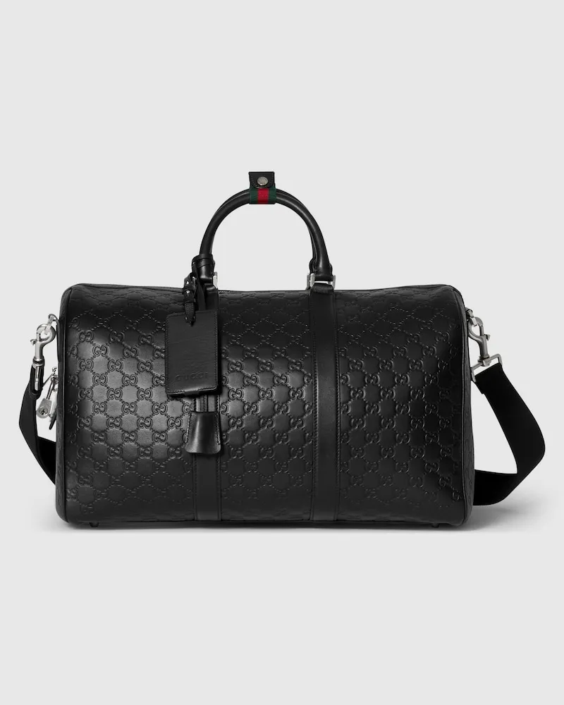 Gucci Mittelgroße GG Emblem Reisetasche Schwarz