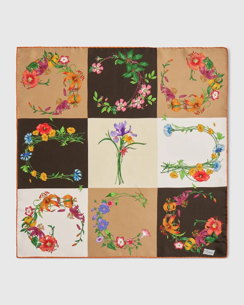 Gucci Bandana aus Bedrucktem Seidentwill Braun