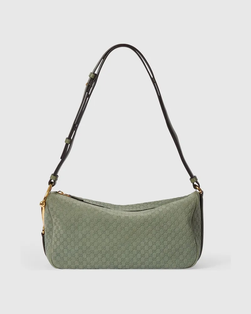 Gucci Mittelgroße Half Horsebit Schultertasche Grün