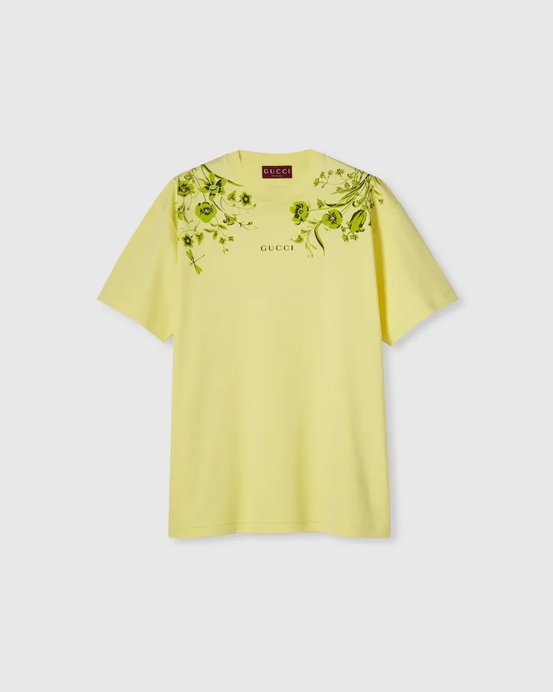 Gucci T-Shirt aus Weichem Baumwolljersey Mit Print, Größe Grün