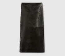 Midirock aus Leder Mit Print In Krokodilleder-Optik, Größe