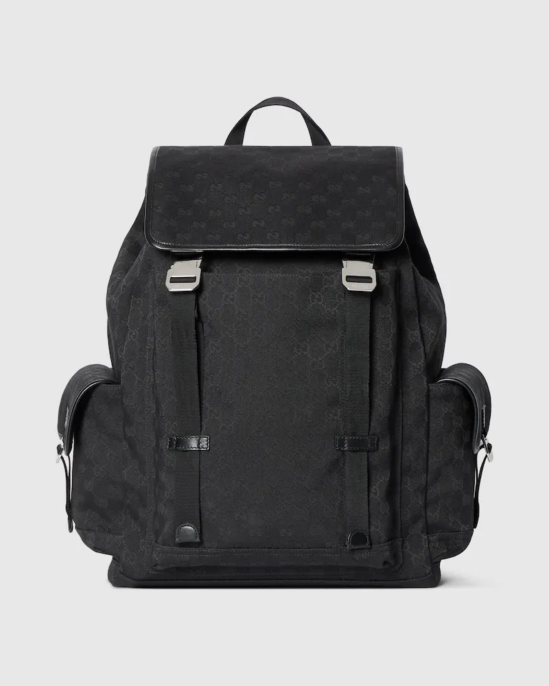 Gucci Großer Rucksack aus GG Canvas Schwarz